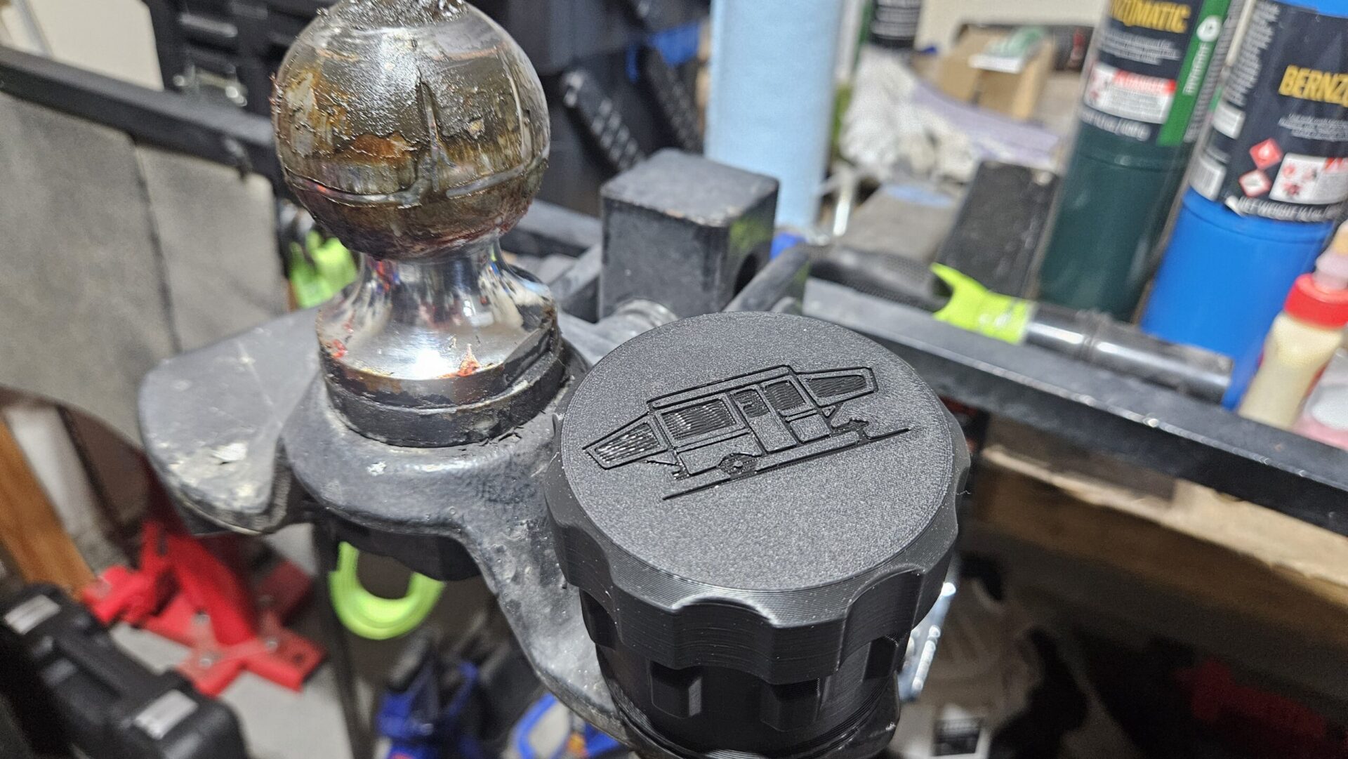 Camper RV Trailer Ball Hitch Cover - Snap on protector with Grease Containing Cap - Image 21