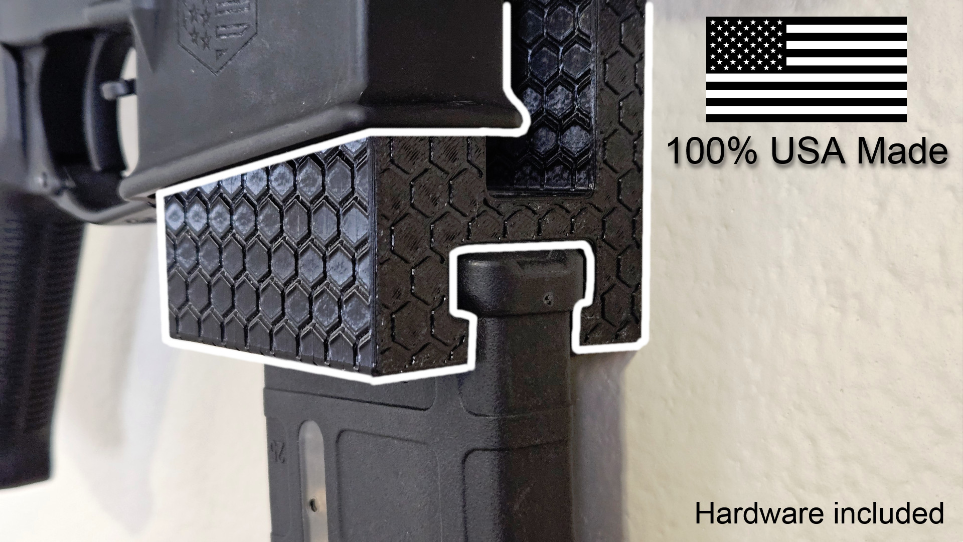 AR-15 Gun Wall Mount for 223 5.56 Rifle + Magazine Holder both vertical or horizontal