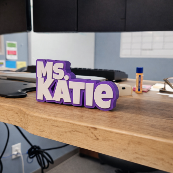 Custom 3D Printed Teacher Name Sign | Personalized Desk Decor