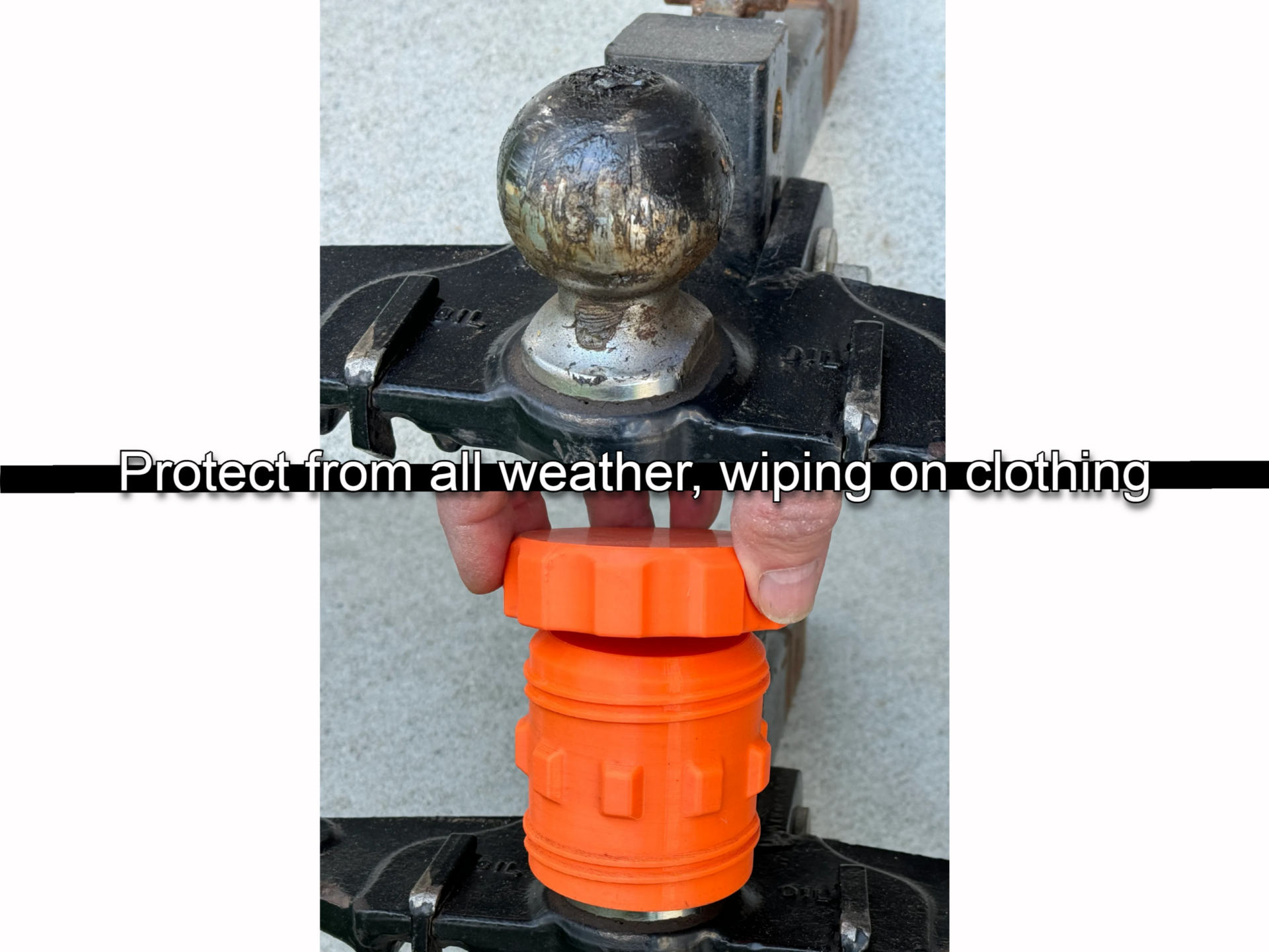 Camper RV Trailer Ball Hitch Cover - Snap on protector with Grease Containing Cap - Image 5