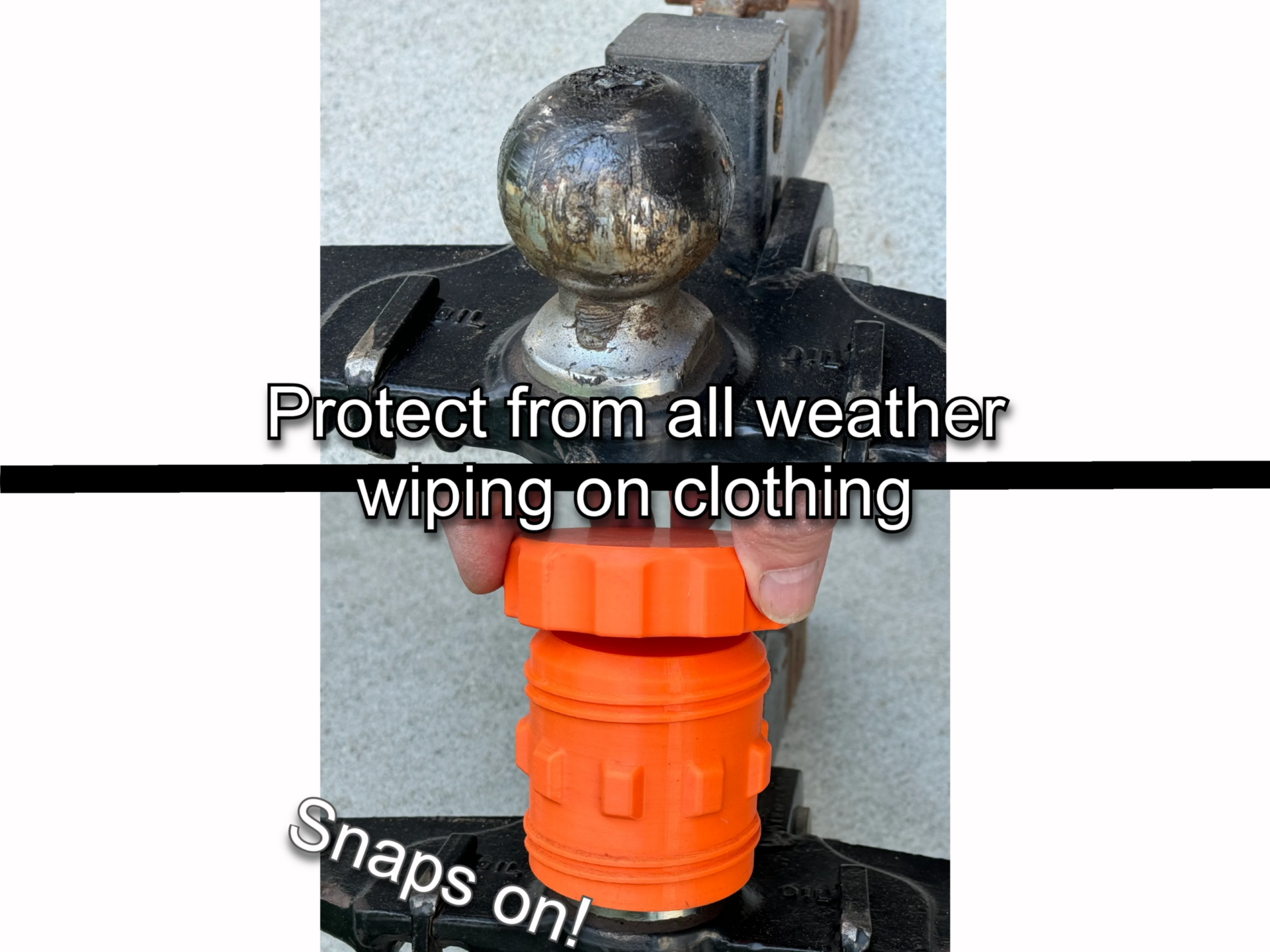 Camper RV Trailer Ball Hitch Cover - Snap on protector with Grease Containing Cap - Image 4