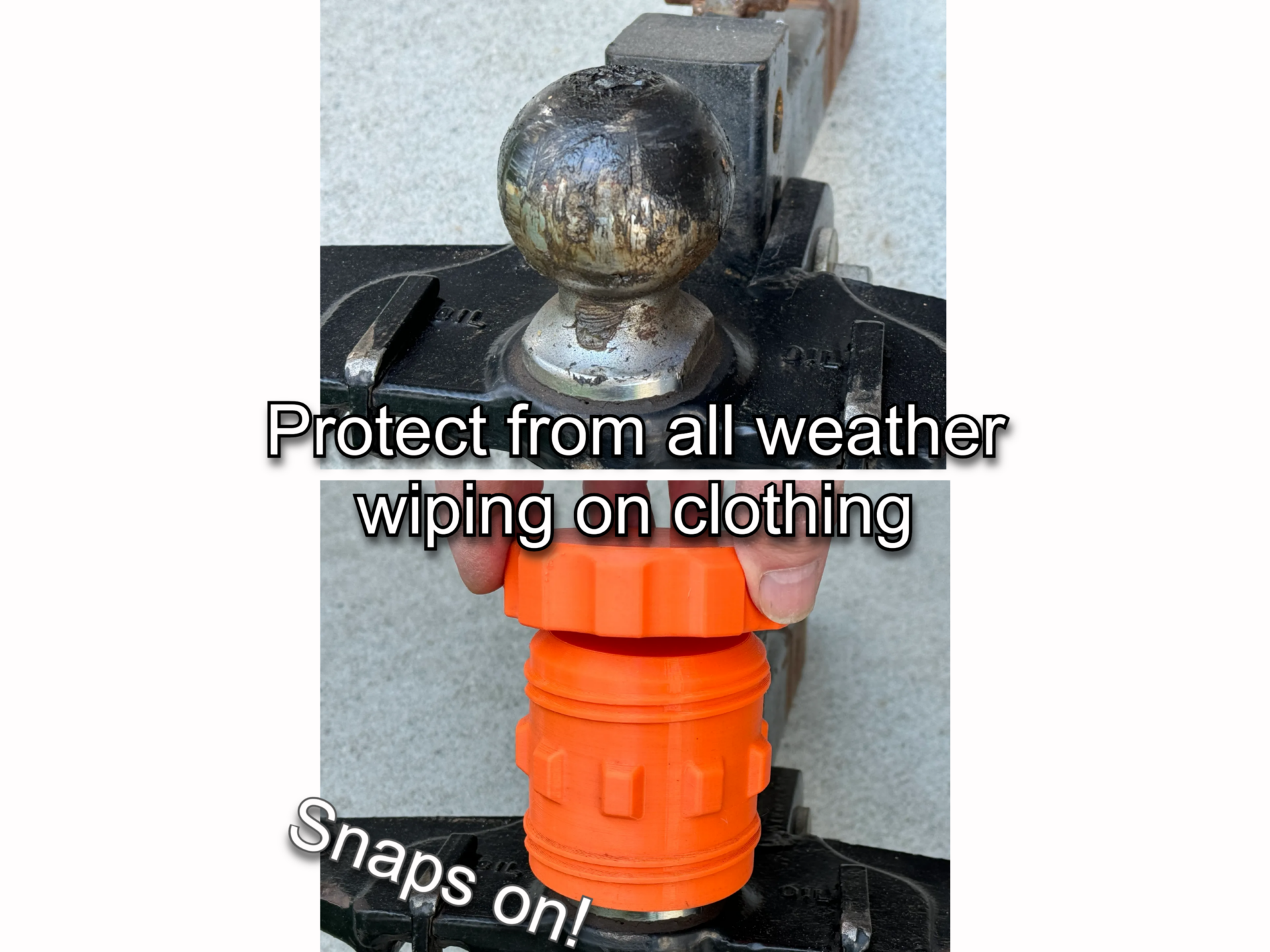 Camper RV Trailer Ball Hitch Cover - Snap on protector with Grease Containing Cap - Image 3