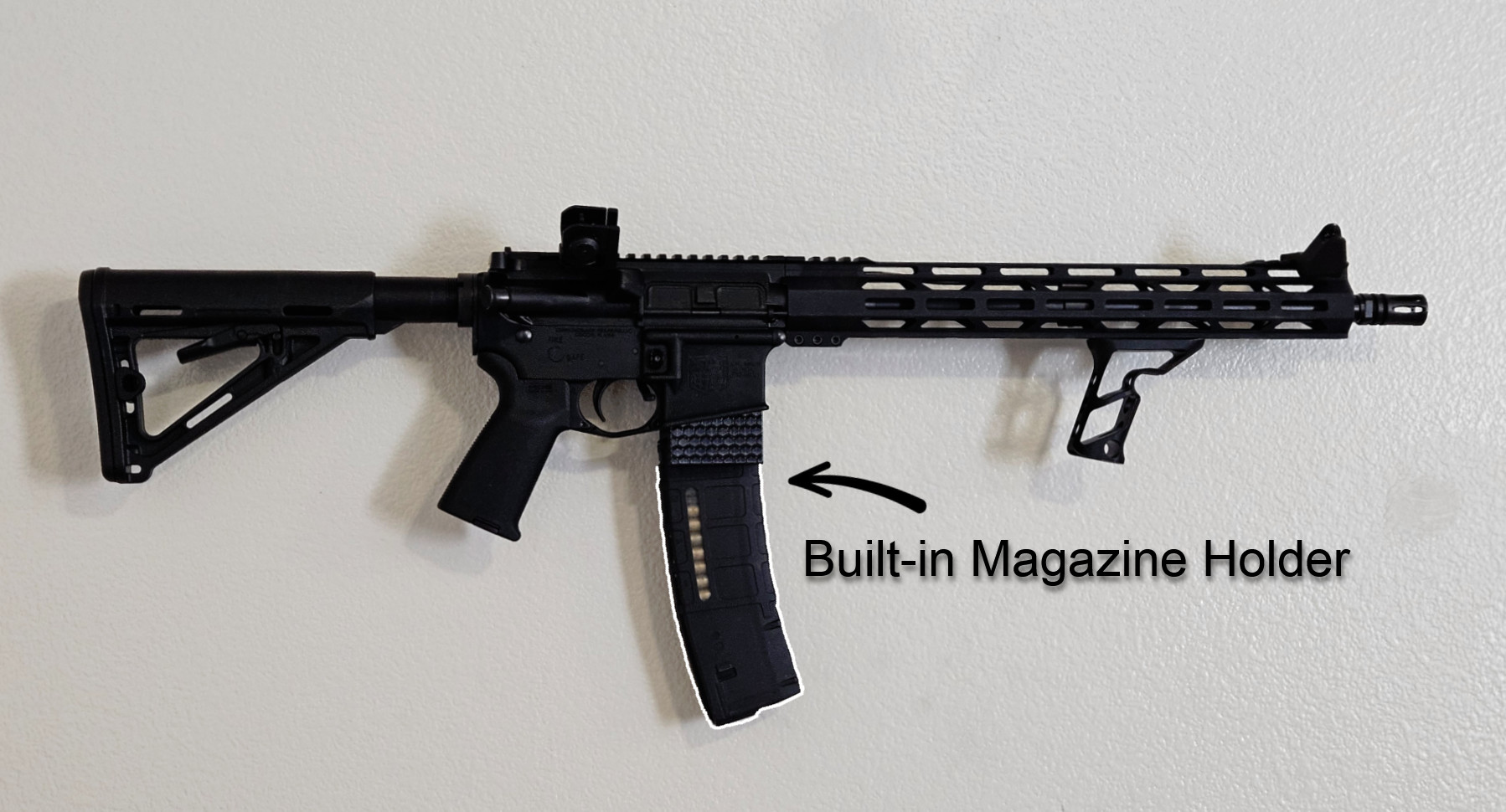 AR-15 Gun Wall Mount for 223 5.56 Rifle + Magazine Holder both vertical or horizontal - Image 10